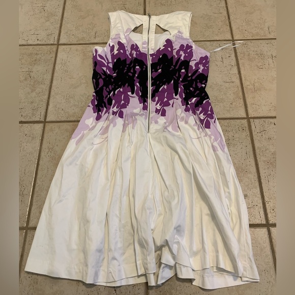 Ricki's Floral Fit and Flare Dress Purple White Black Size 10 - Picture 5 of 6